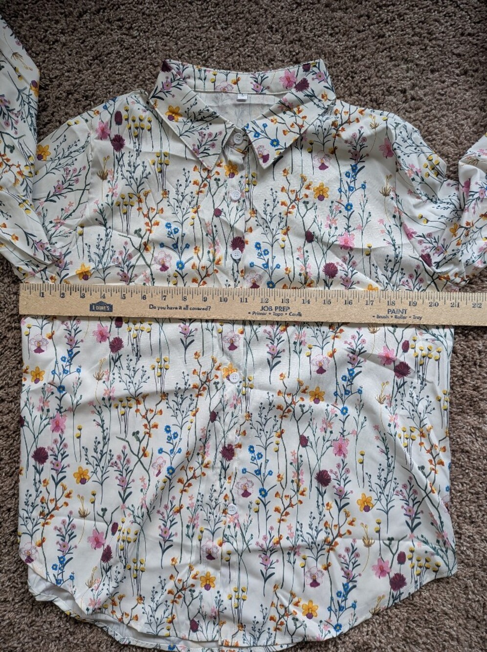 Floral Wildflower Button Up Blouse Women's Large - Picture 7 of 9